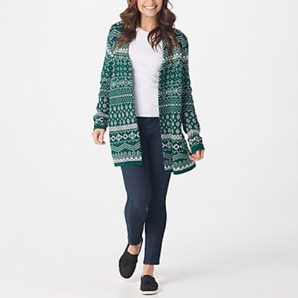 Denim & Co. Jacquard Open-Front Cardigan